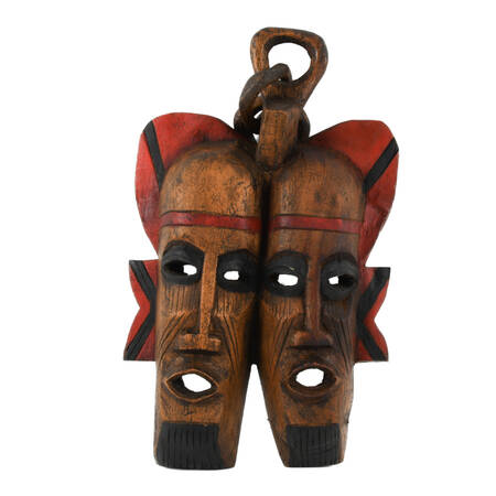 African Hand-Carved Double Zambian Mask