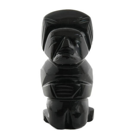 Carved Black Obsidian Warrior Idol Figure