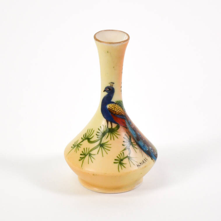 Tiny Locke & Co. Painted Peacock Vase