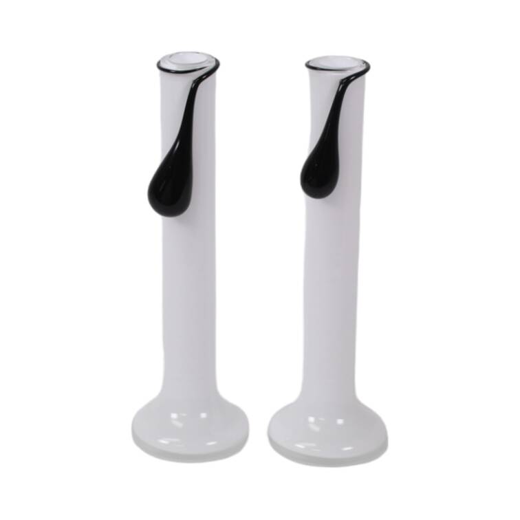 Pair of Tarnowiec Polish Black and White Vases