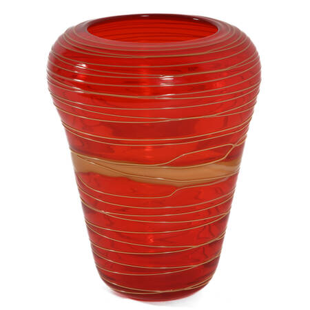 Red Swirl Art Glass Vase