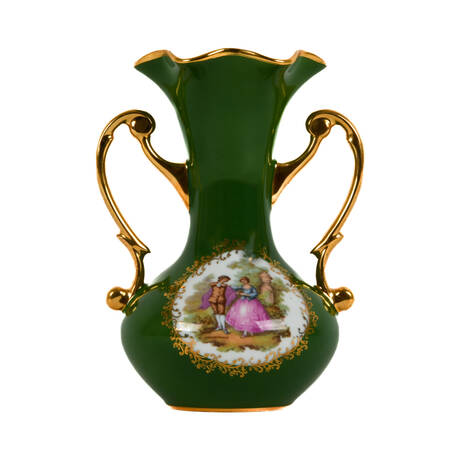 Limoges Two Handle Vase Green Garden Scene