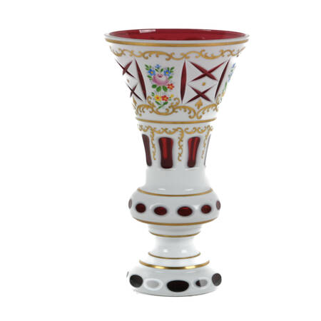 Antique Bohemian Cut and Enameled Cranbury Glass Vase
