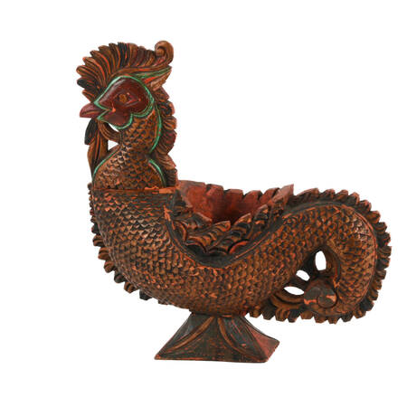 Antique Chinese Hand-Carved Wood Rooster