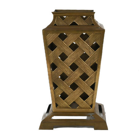 Brass Cut-Out Lattice Weave Vase