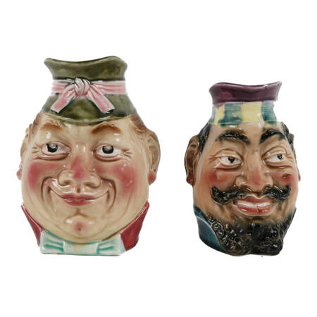 Antique Pair of French Sarreguemines Majolica Pitchers
