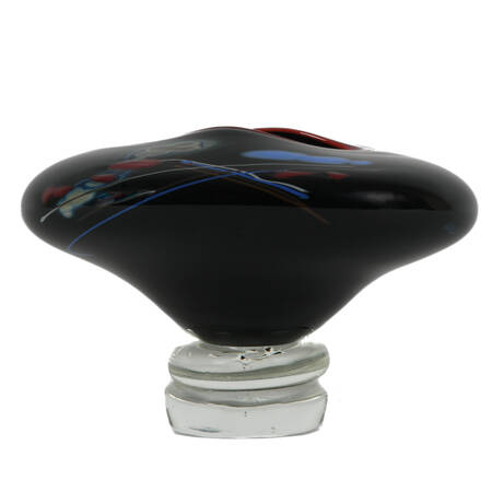 Contemporary Black Art Glass Bowl on Sculptural Base