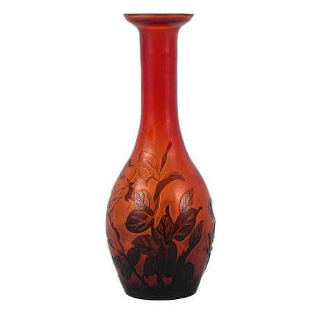 Antique Red Cameo Glass Rose Decanter