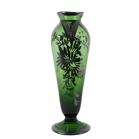 Antique Silver Filigree Green Bud Vase