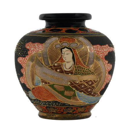 Antique Japanese Satsuma Portrait Vase