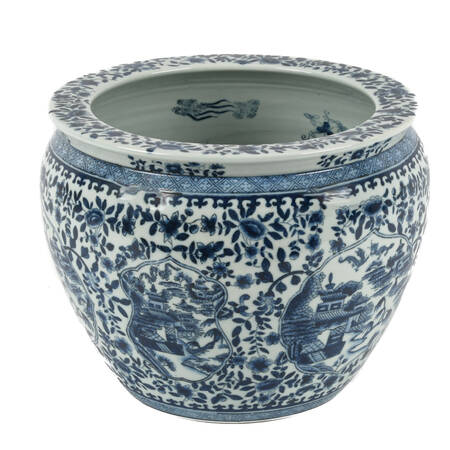 Chinese Fish and Geometric Designed Planter