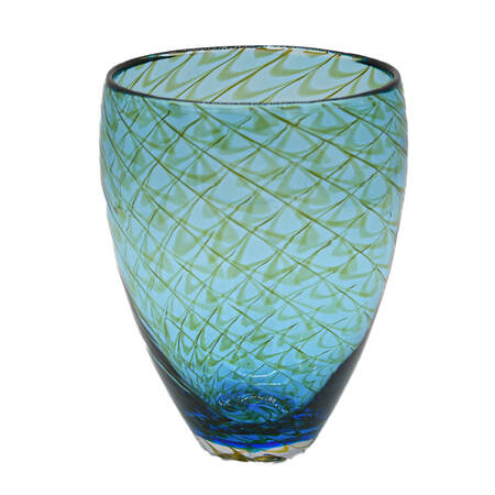 Art Glass Hand-Blown Swirl Form Vase