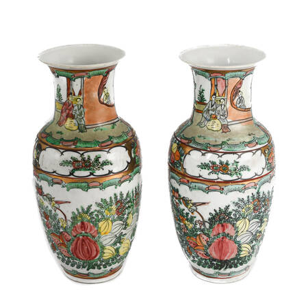 Pair of Chinese Famille Verte Vases