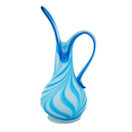 Signed E. Zareh Bijan Art Glass Blue Swirl Ewer
