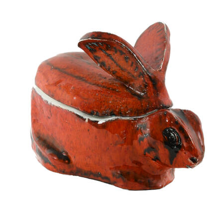 Drip Glazed Majolica Rabbit Form Casserole