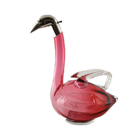 Czech Cranberry Art Glass Swan Absinthe Pitcher