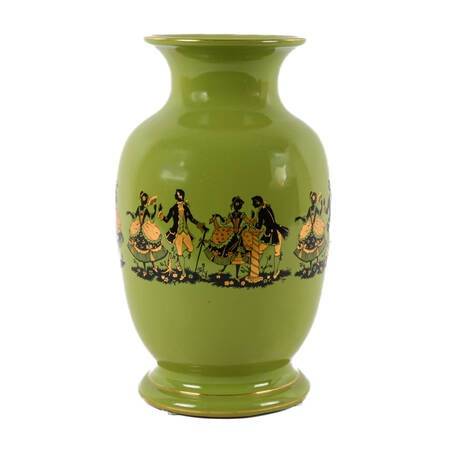 Italian Hand-Painted Vase with a Victorian Couples Courting Scenes