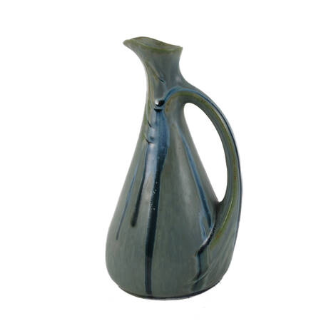 French Art Deco Denbac Blue and Green Drip Glaze Pitcher