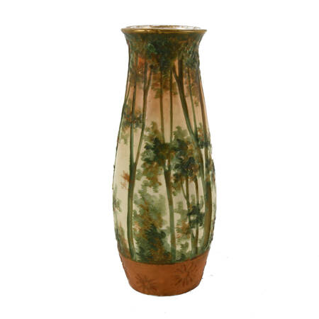 Amphora Art Nouveau Forest Scene Pottery Vase
