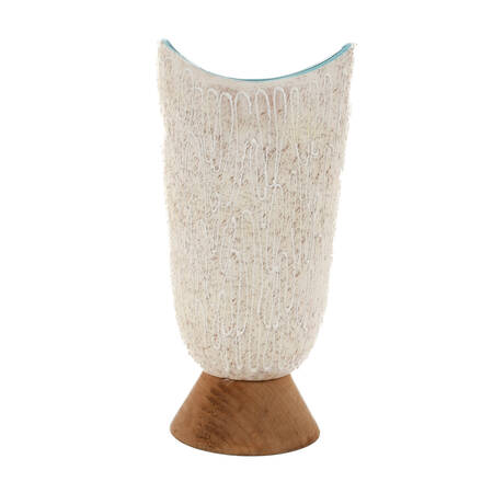 Pottery Vase on Turned Wood Base