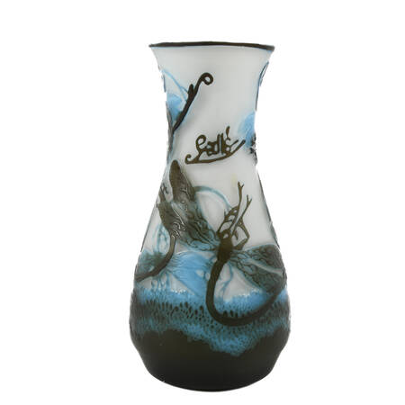 Cameo Dragonfly Art Glass Vase After Galle