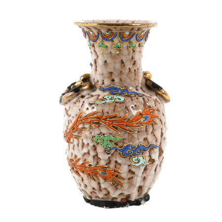 Asian Crackle Glazed Vase with a Dragon Motif