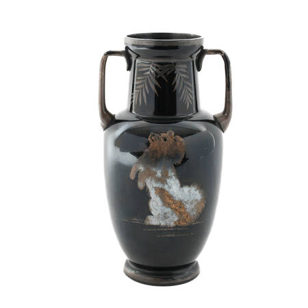 Art Deco Art Glass Vase with Applied Silver Overlay