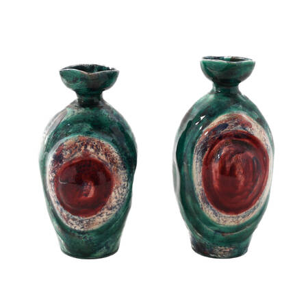 Matched Pair of French Signed P. Jose High Glaze Art Pottery Vases
