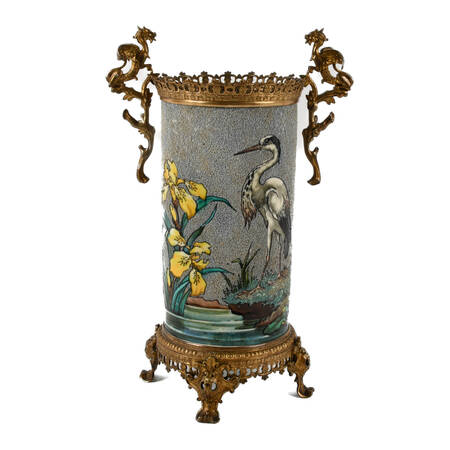 Antique Japanese Bronze Mounted Dragon Design and Footed Jardinière