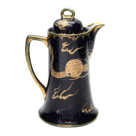 Japanese Cobalt and Gilt Dragon Design Chocolate Pot