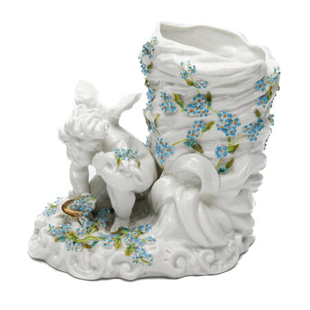 German Porcelain Sitzendorf Cherub Vase