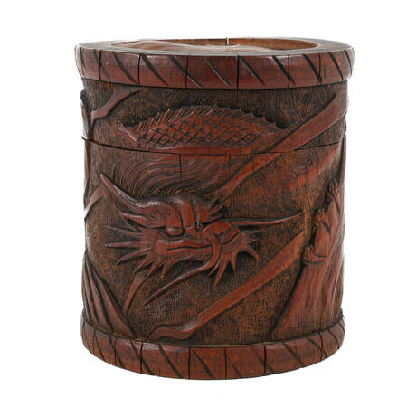 Antique 19th-Century Carved Bamboo Brush Pot