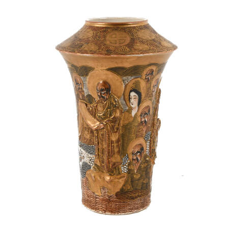 Antique Japanese High Neck Satsuma Vase