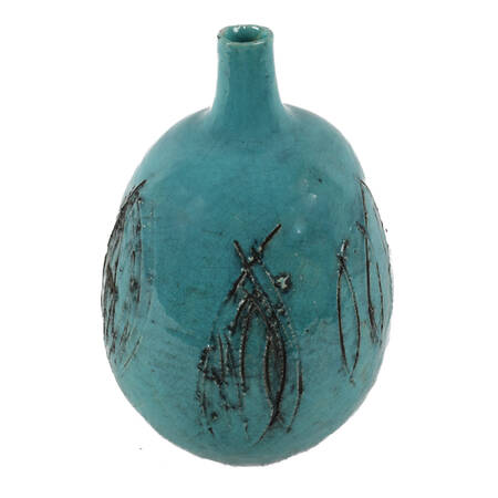 Signed Aqua Blue Glazed Vase