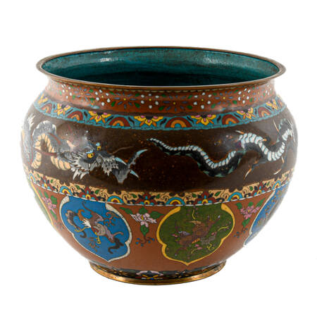 Chinese Cloisonné Dragon Jardinière