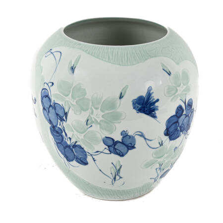Peoples Republic of China Blue and White Floral Celadon Planter