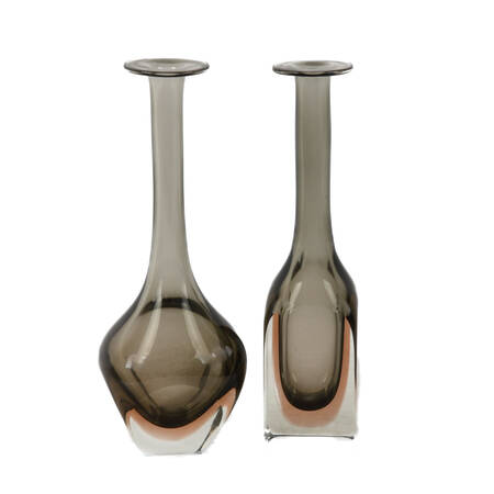 Pair of Smoky Gray Vases Signed by Ragazzi Gabriele