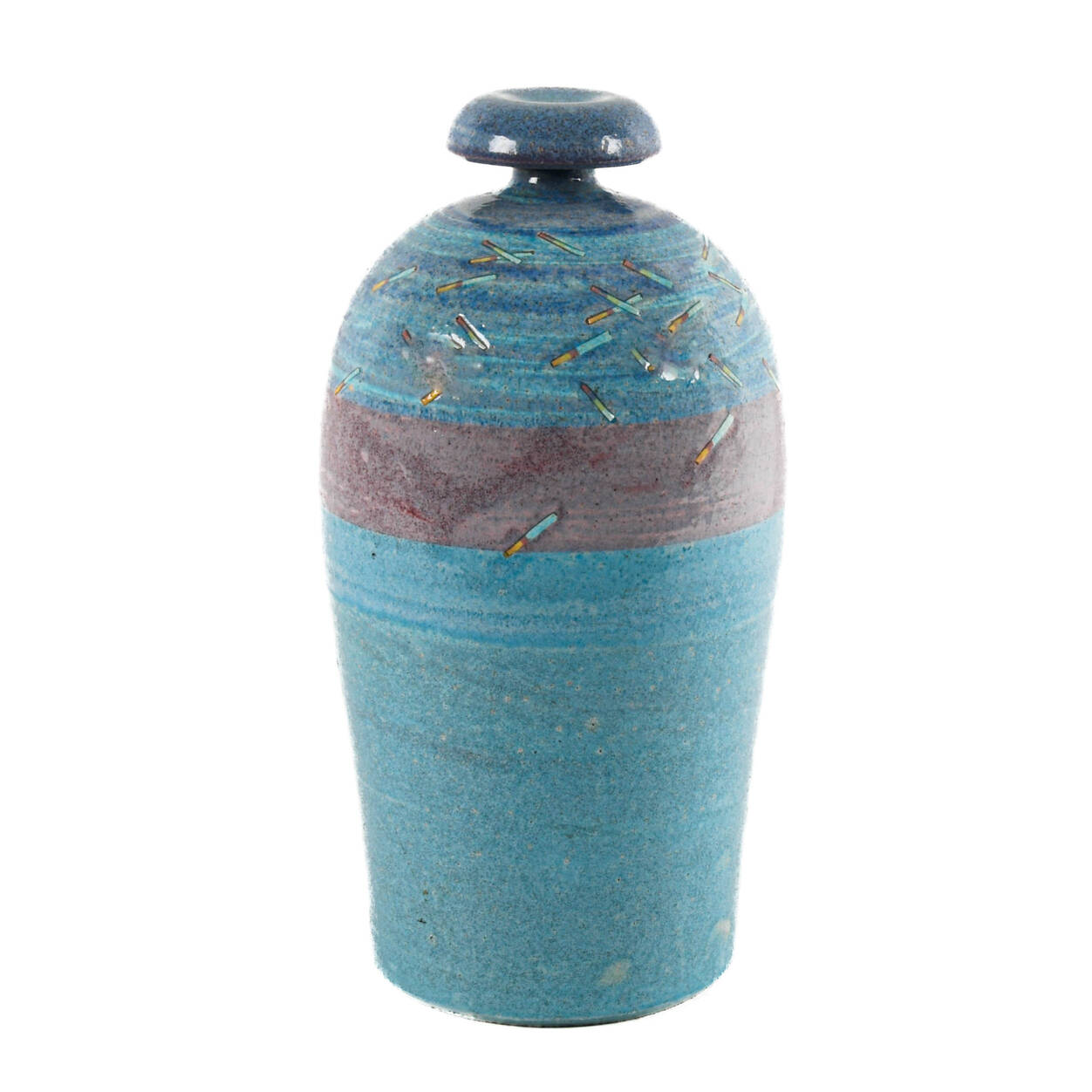 Signed Dick Studley Light Blue Glazed Pottery Vase