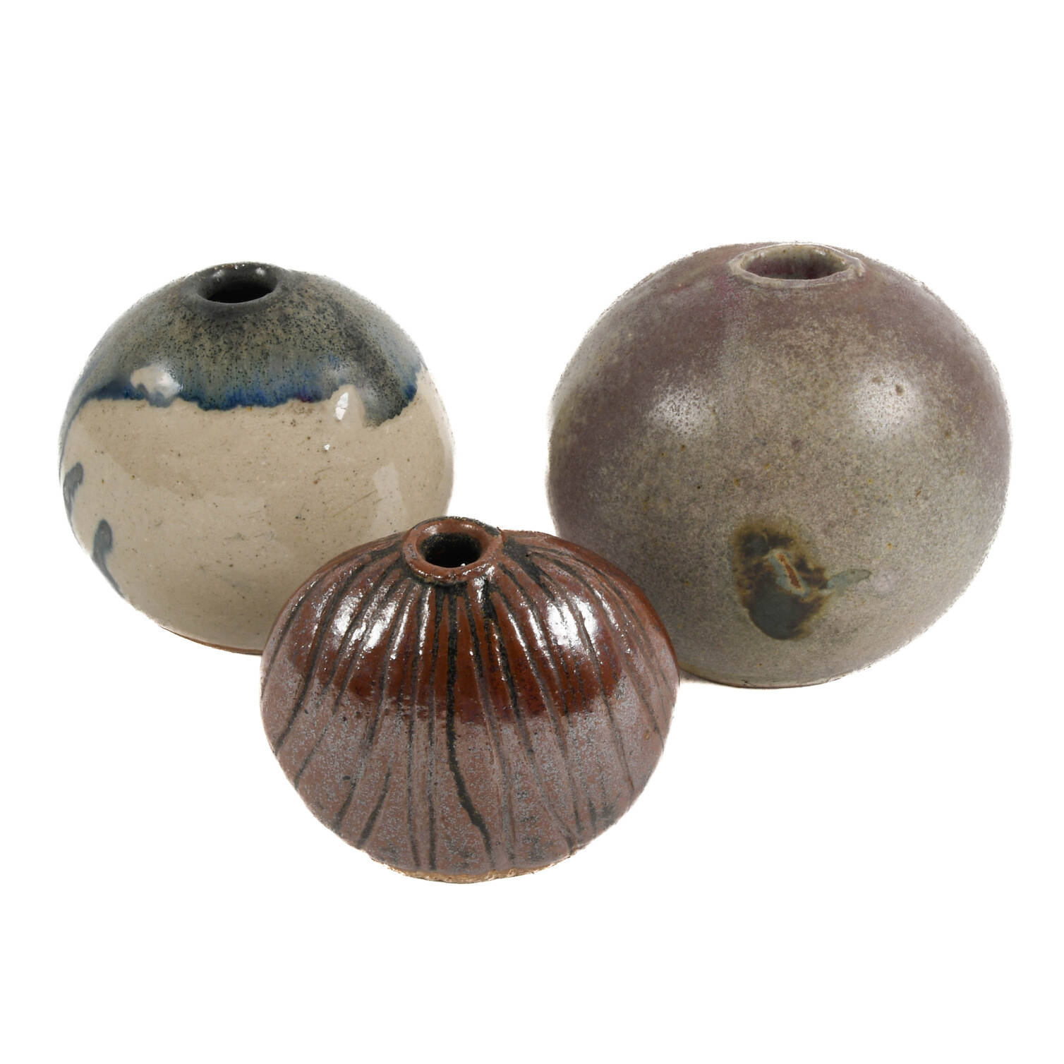 Grouping of Three Studio Pottery Miniature Bud Vases