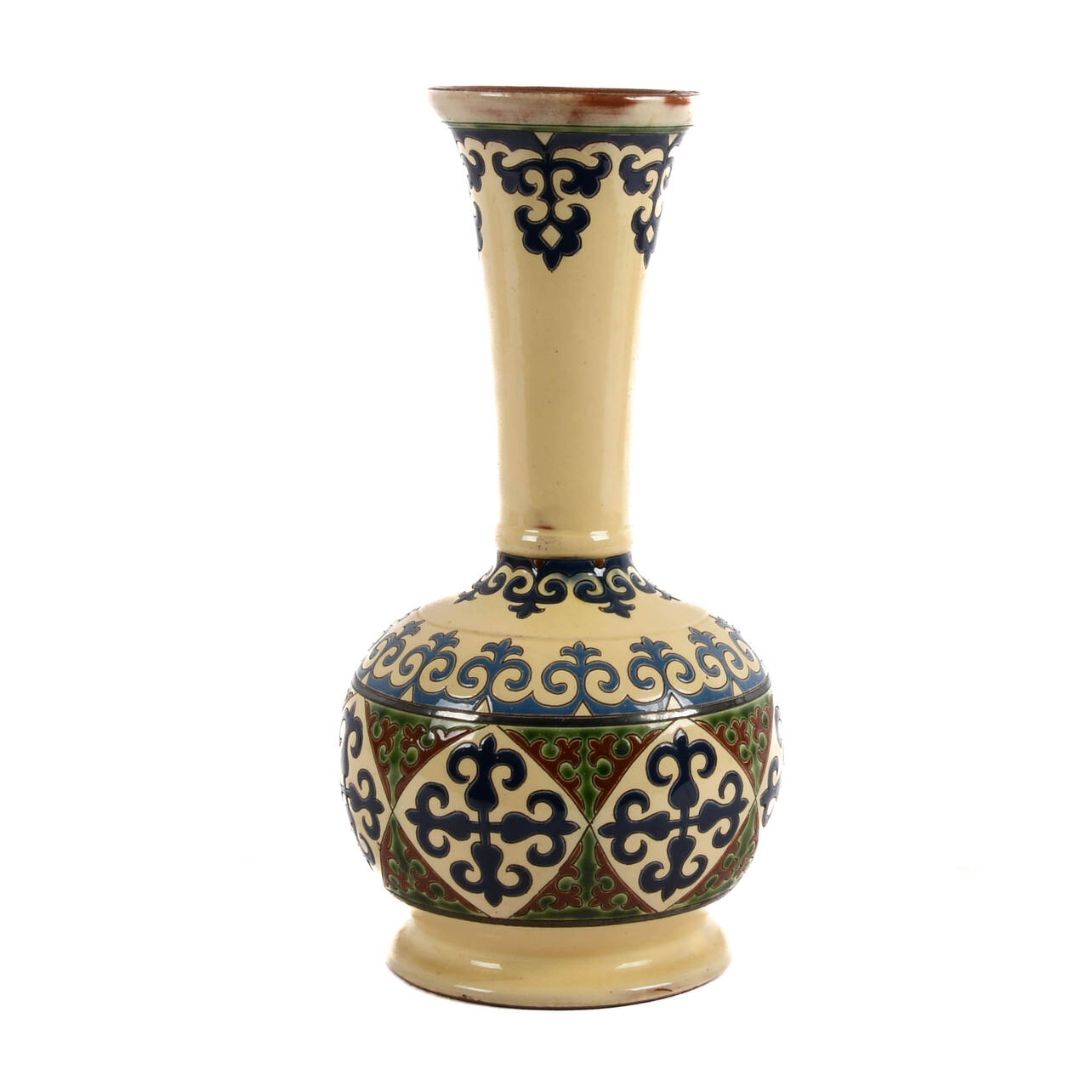 Majolica Bottle Neck Vase
