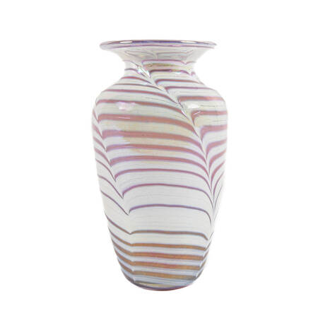 Iridescent Pink and White Art Glass Vase