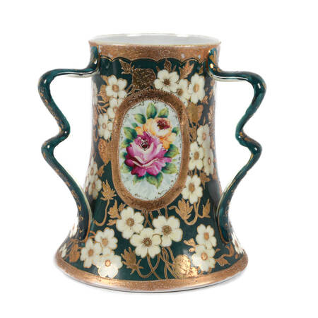 Oversized Victorian Hand-Painted Floral Loving Cup