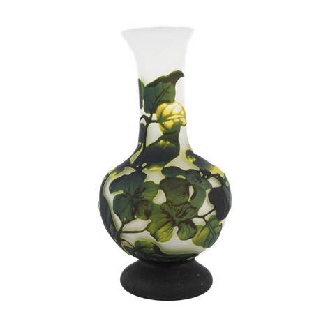 Acid Etched French Cameo Art Glass Vase Attributed Émile Gallé
