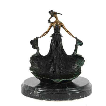 Bronze Lady Figure in Form of Jewelry Tray After Emile