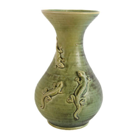 Art Pottery Vase with Raised Salamander Relief
