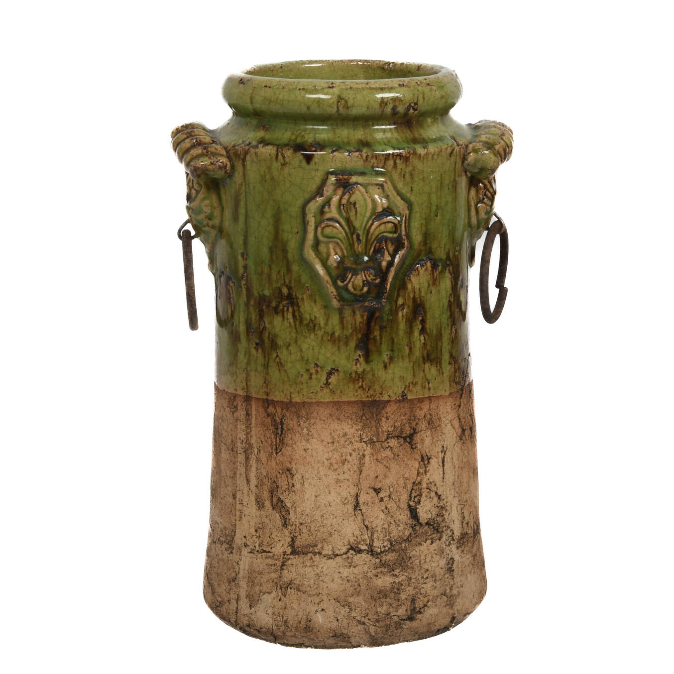 Majolica Double Handle Drip Vase