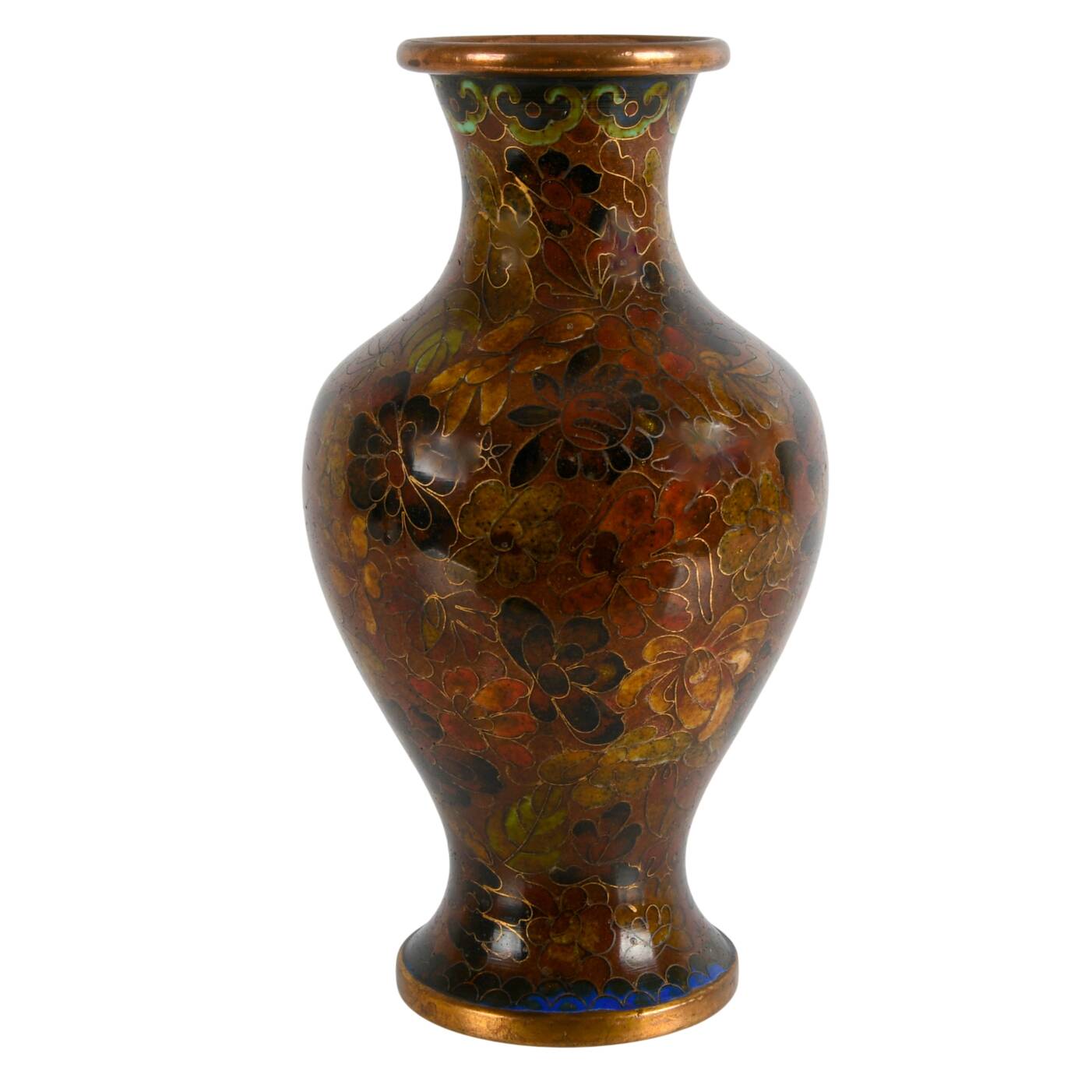People's Republic of China Cloisonné Autumnal Flowers Enamel Vase