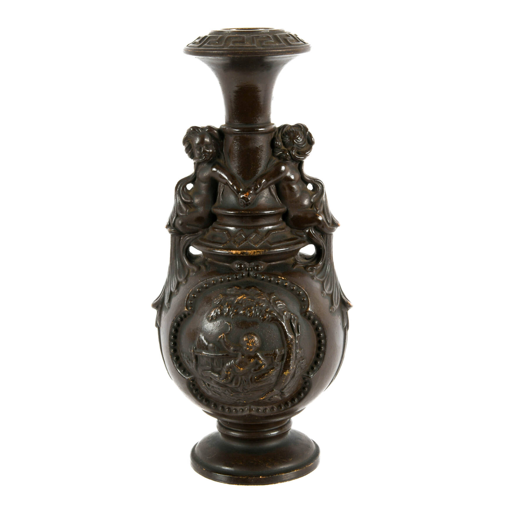 Antique Matte Brown Wilhelm Schiller & Sons Majolica Vase