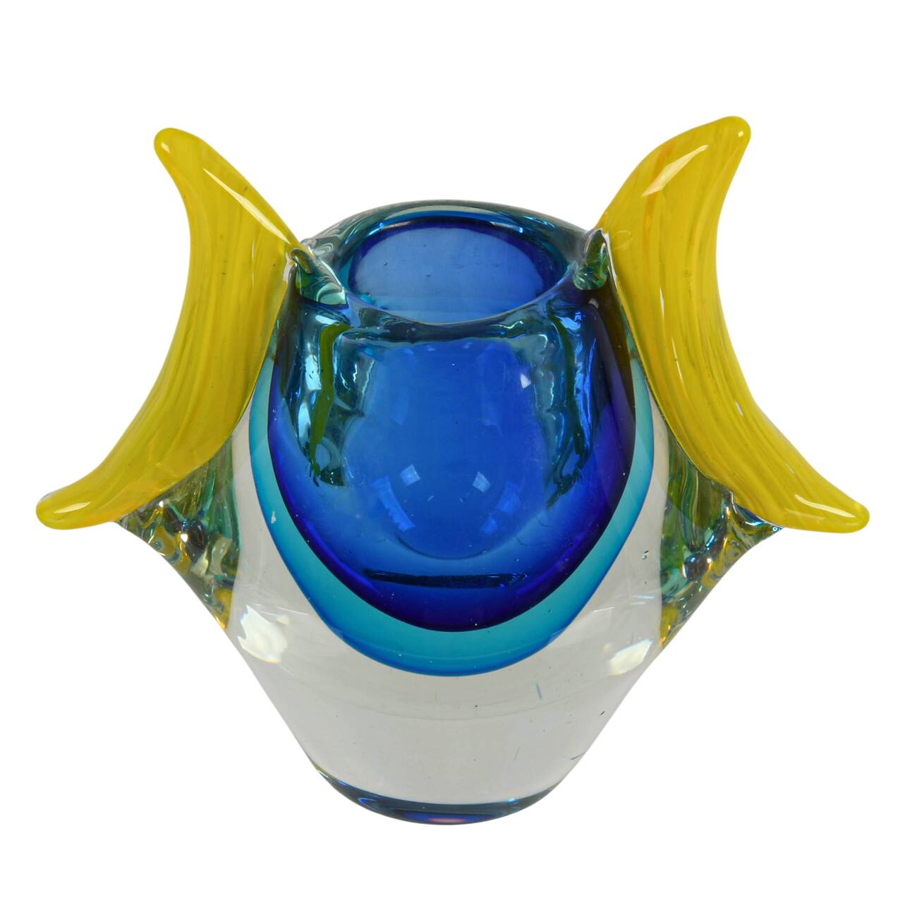Double Crescent Moon Handled Murano Glass Vase