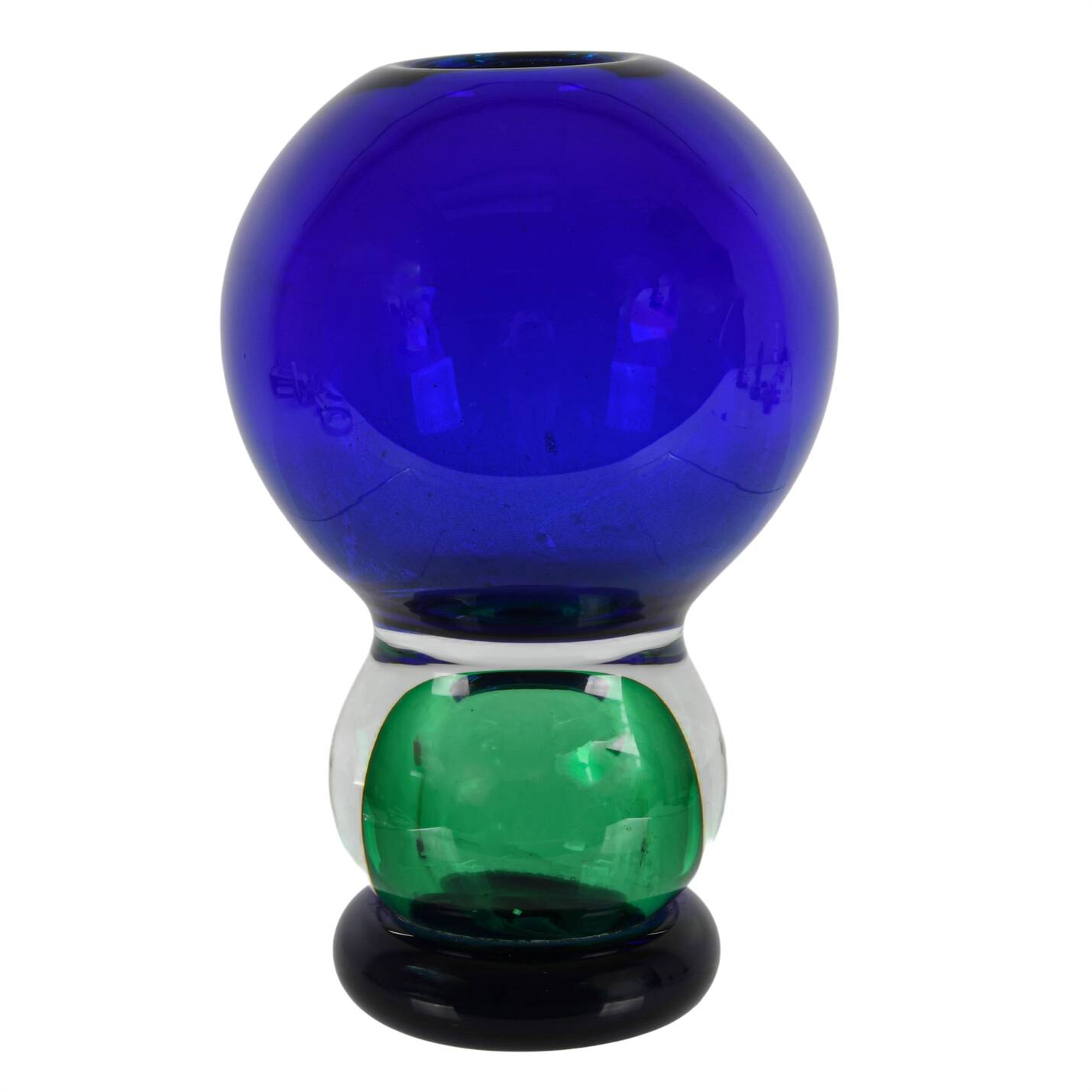 Blue and Green Art Glass Ball Vase